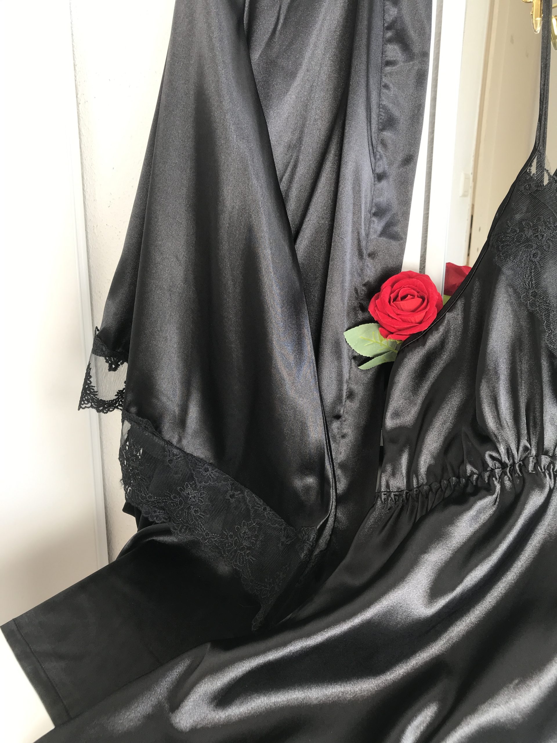 Ensemble Kimono & Nuisette Noir Grande Taille – Dentelle Élégante – Image 2