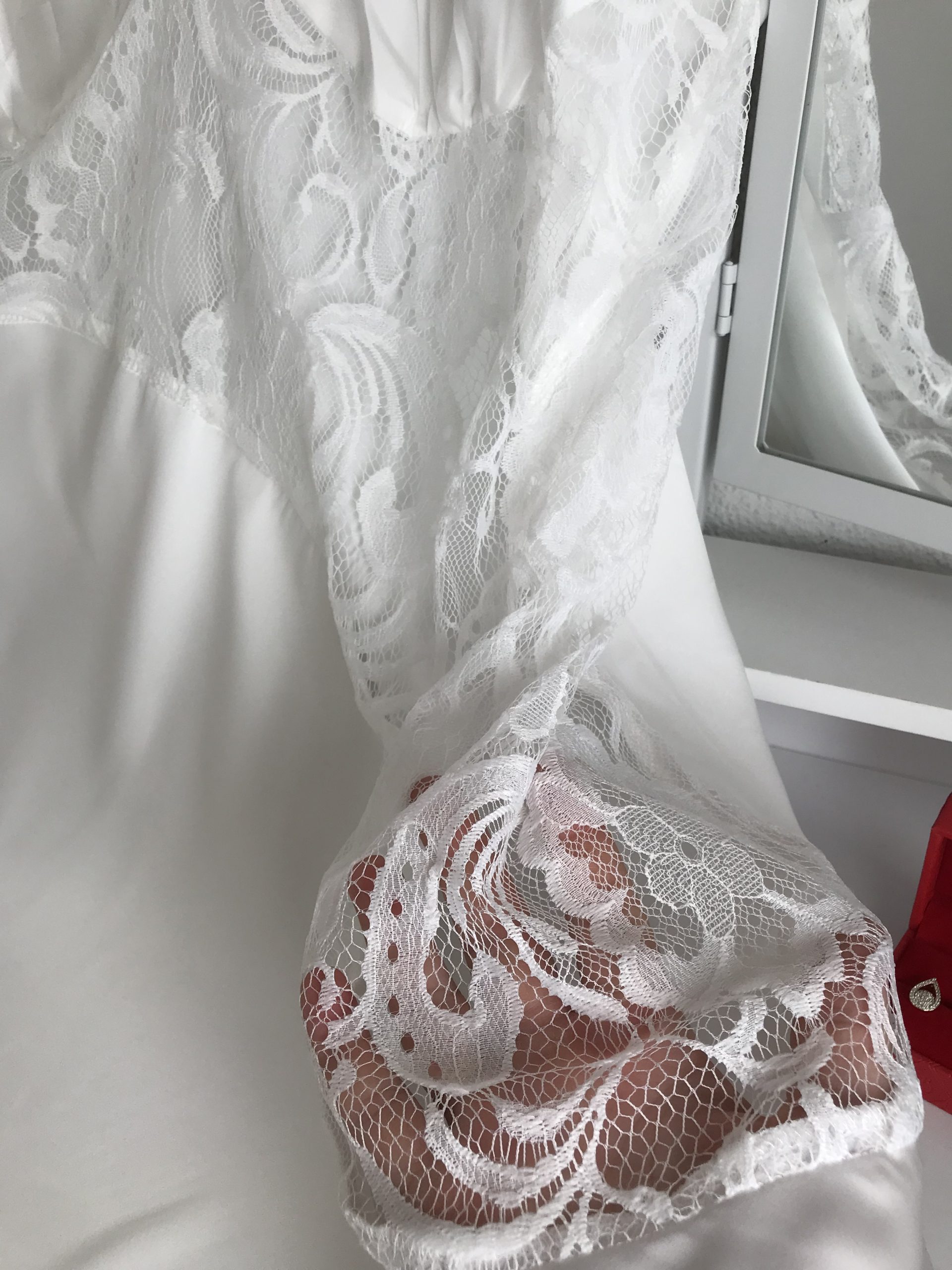 Nuisette Blanche Grande Taille avec Dentelle Transparente (XL au 5XL) – Image 4