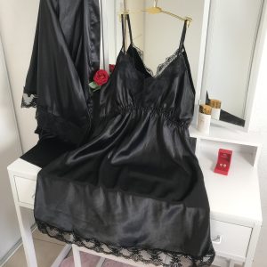 Ensemble Kimono & Nuisette Noir Grande Taille – Dentelle Élégante