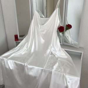 Nuisette Blanche Longue Grande Taille avec Dentelle (XL au 5XL)