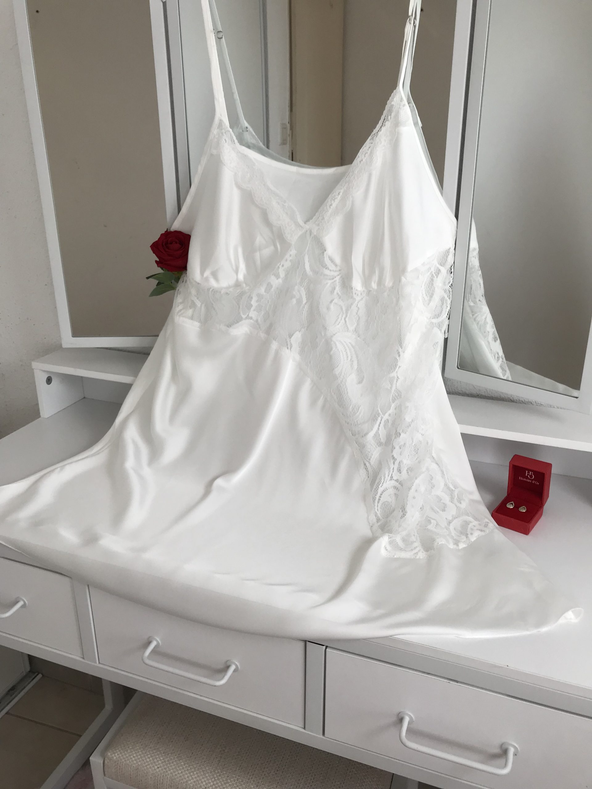 Nuisette Blanche Grande Taille avec Dentelle Transparente (XL au 5XL) – Image 2