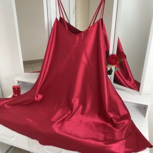 Nuisette Rouge Grande Taille en Satin (XL au 5XL)